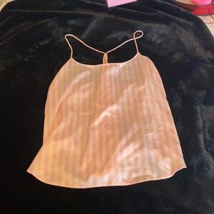 Never worn satin top Victoria’s Secret classic stripe light pink XL